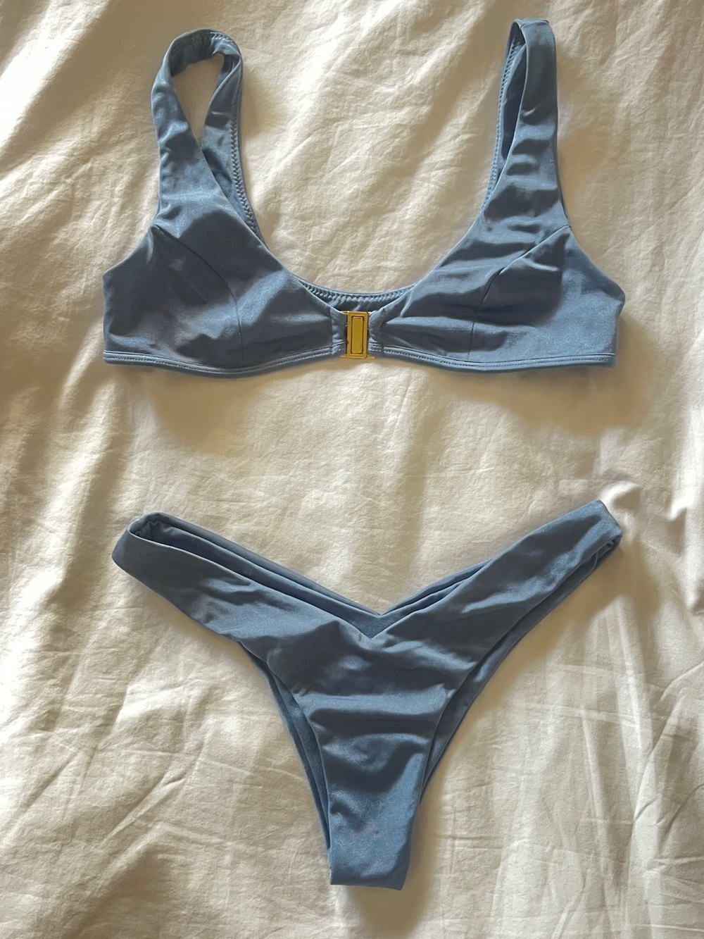 SOMMER SWIM Sexy Light Blue Bikini Set with Gold Clasp - Picture 3 of 7